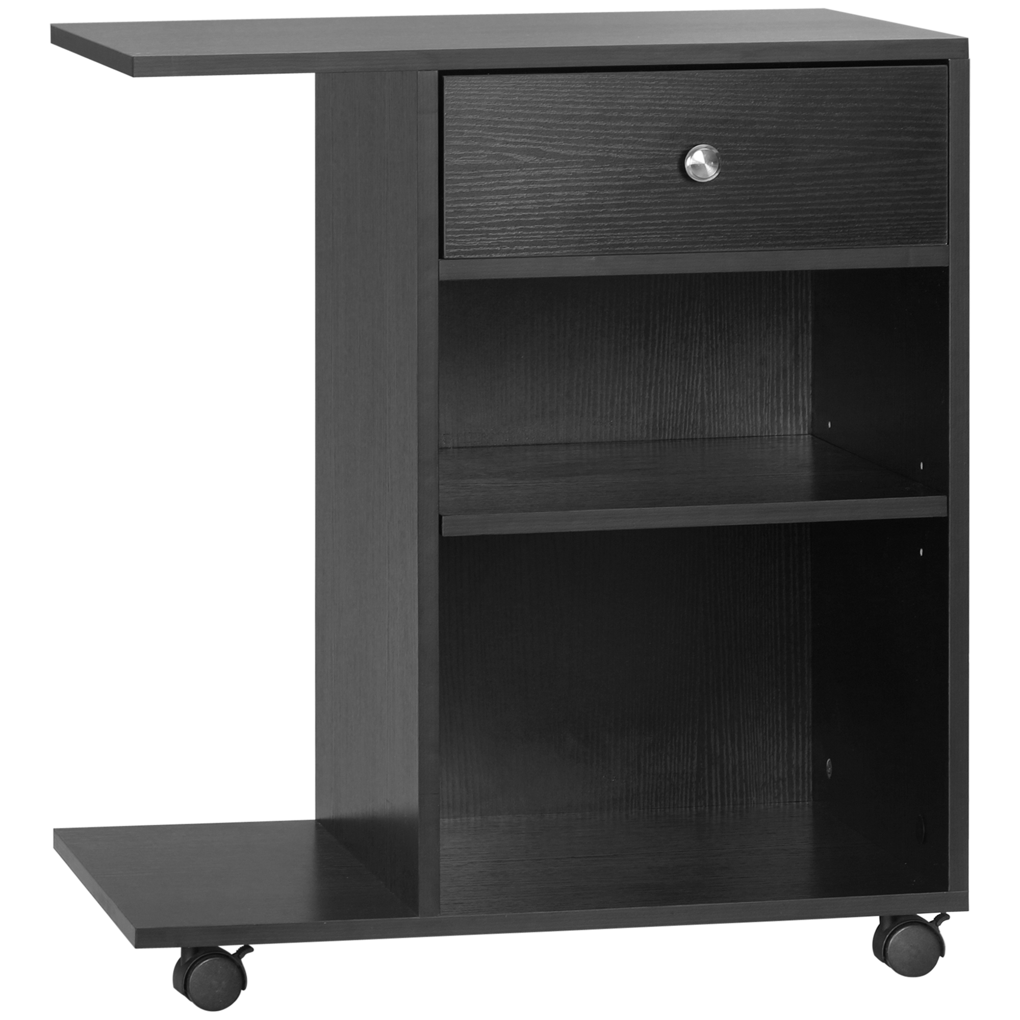 Vinsetto Druckerstand-schreibtisch-organizer Mit 2 Fächern, Schublade, Cpu-ablage Und Großer Ablagefläche, Spanplatte, Schwarz