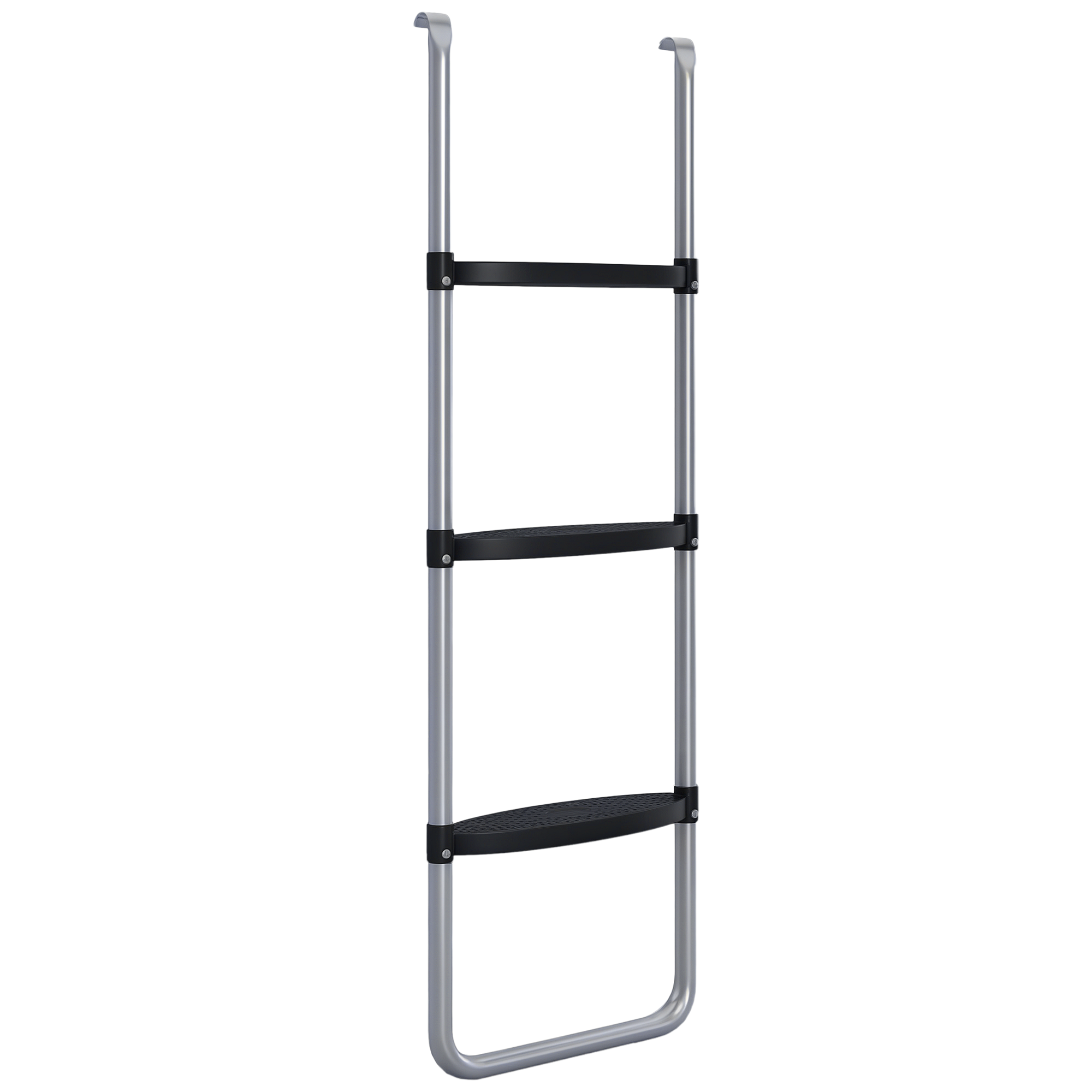 Trampolinleiter Mit 3 Oder 2 Breiten Horizontalen Stufen, Universalhaken, Tragkraft 120 Kg, 110 X 32 Cm, Silber