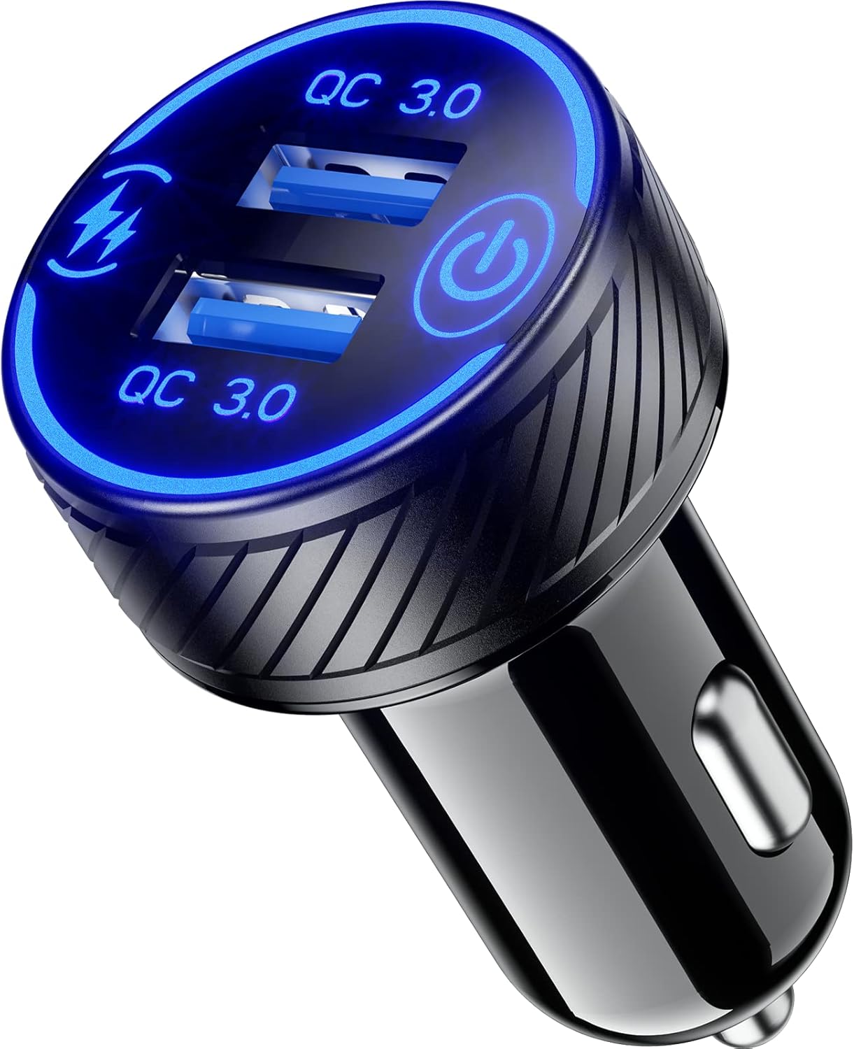 Usb-zigarettenanzünder-adapter, Qc3.0-autoladegerät Mit Led-licht, Ein-/ausschalter, Schnellladung, Dual-port, 36 W/3 A, Für Telefonkamera Und Mehr
