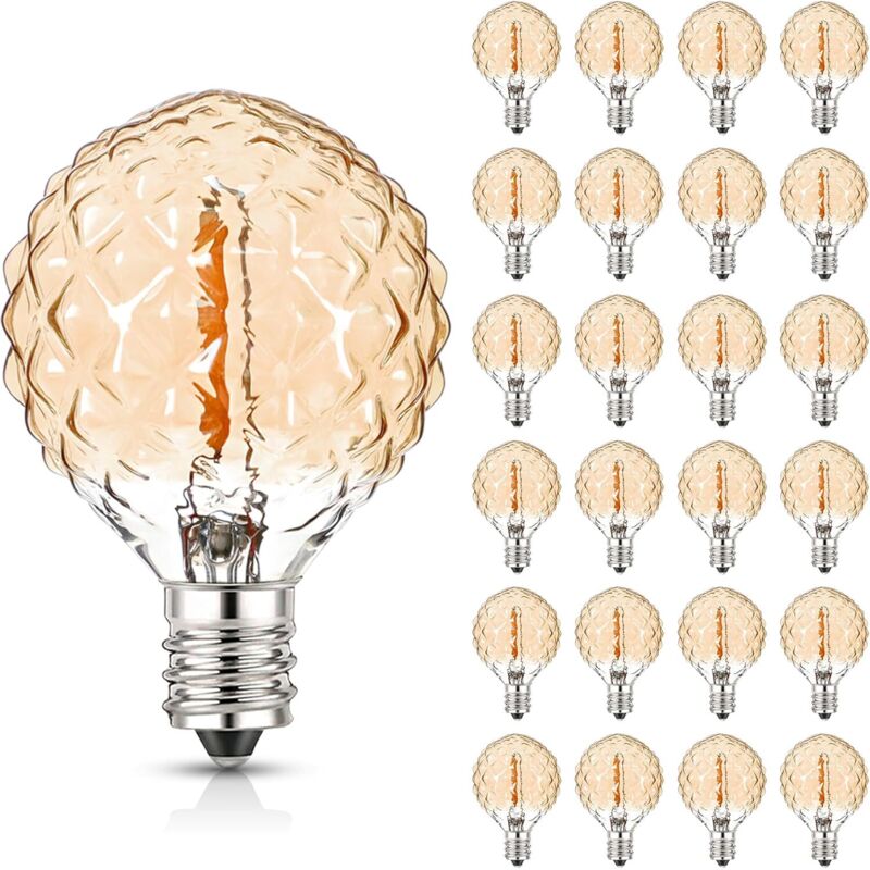 G40 Led E12 220v Edison Vintage 1w Kugelbirne (entspricht 10-watt-glühbirnen) Warmweiß 2200k Garten-lichterkette, Diamant, 25 Stück