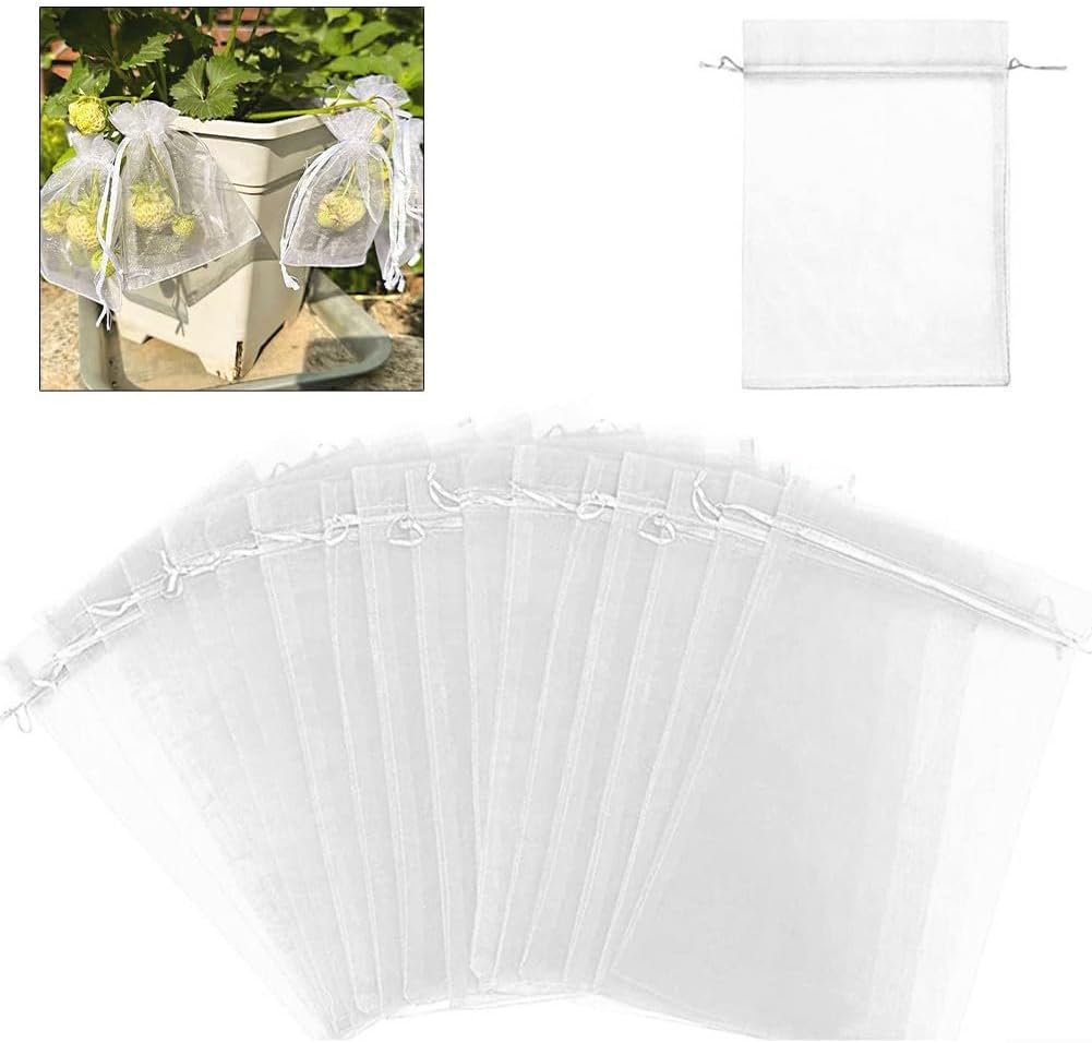 100 Schutzhüllen Für Bäume Und Pflanzen, Aus Organza, Waschbar Und Wiederverwendbar, 15 X 20 Cm