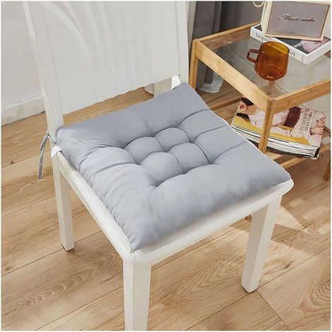 Stuhlkissen, 40 X 40 Cm, Mit Gurten, Sitzkissen Für Drinnen Und Draußen, 5 Cm Dickes Quadratisches Kissen Für Zuhause, Esszimmer, Auto, Mehrfarbig-silbergrau, 40 X 40 X 5 Cm (15,7 X 15,7 X 2 Zoll)