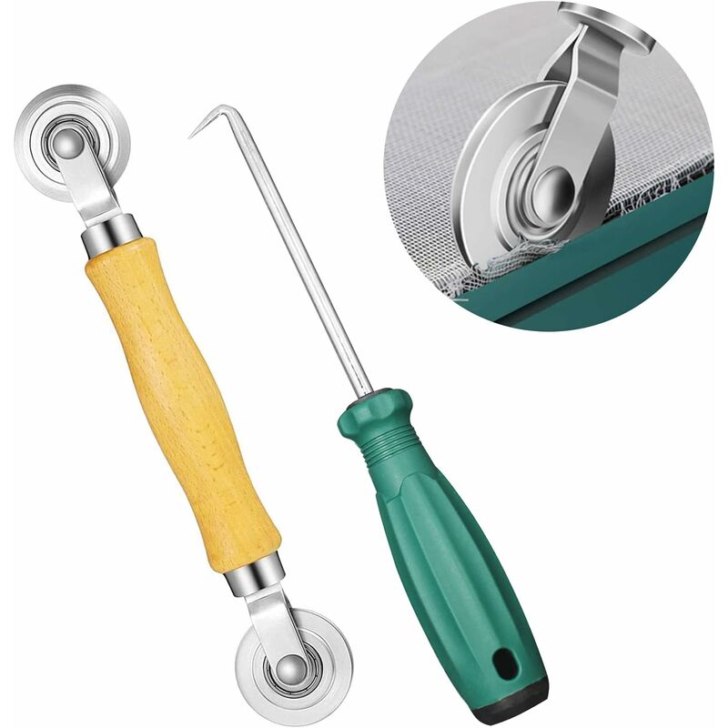 Fliegengitter-roller-werkzeug, Rillen-roller-werkzeug Mit Holzgriff Und Stahlrad Und Kleiderhaken-werkzeug, Fliegengitter-ersatz Für Zuhause
