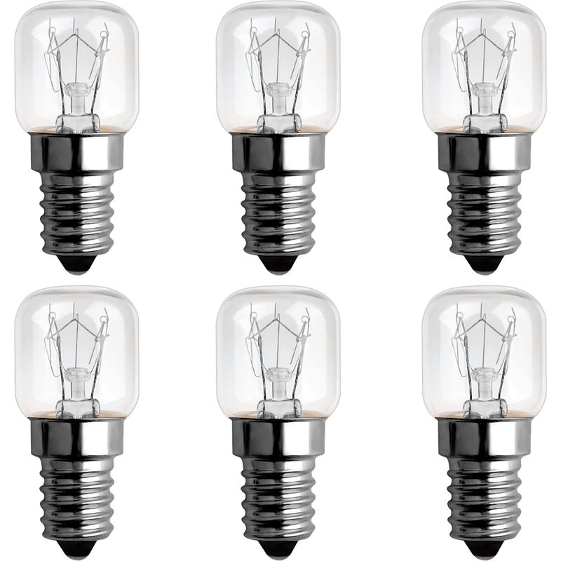25-w-e14-dunkelofenlampe, 300°, Dimmbar, Ac 220–240 V, E14-t22-glühbirne, 120 Lm, Warmweiß (2300 K), E14-zwerglampe Mit Kleinem Schraubsockel Für Mikrowelle, Backofen, Salzkristalllampe, 6 Stück