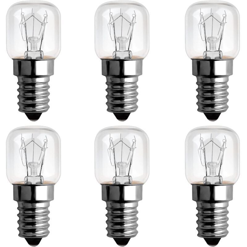 15-w-e14-dunkelofenlampe, 300°, Dimmbar, Ac 220–240 V, E14-t22-glühbirne, 85 Lm, Warmweiß (2300 K), E14-zwerglampe Mit Kleinem Schraubsockel Für Mikrowelle, Backofen, Salzkristalllampe, 6 Stück