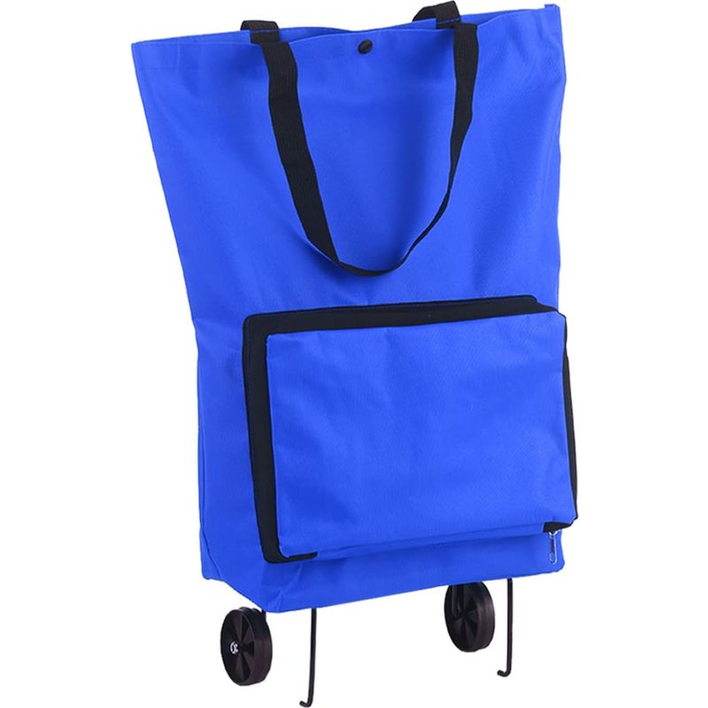 Einkaufstasche Mit Rollen, Faltbare Einkaufstasche Mit Rollen, Wiederverwendbarer Faltkorb, Faltbare Einkaufstaschen, Reisetasche, Blau