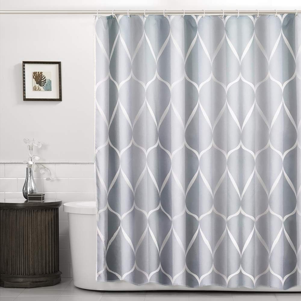 Wasserdichter Duschvorhang Aus Polyester Mit Netzgewebe Und Schnelltrocknendem, Beschwertem Saum, Strapazierfähig Und Waschbar, Grau (120×200)