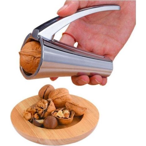 Nussknacker, Passt Für Alle Nüsse, Minimaler Kraftaufwand Zum Knacken Harter Schalen, Keine Herumfliegenden Schalen Und Keine Eingeklemmten Finger, Silber.