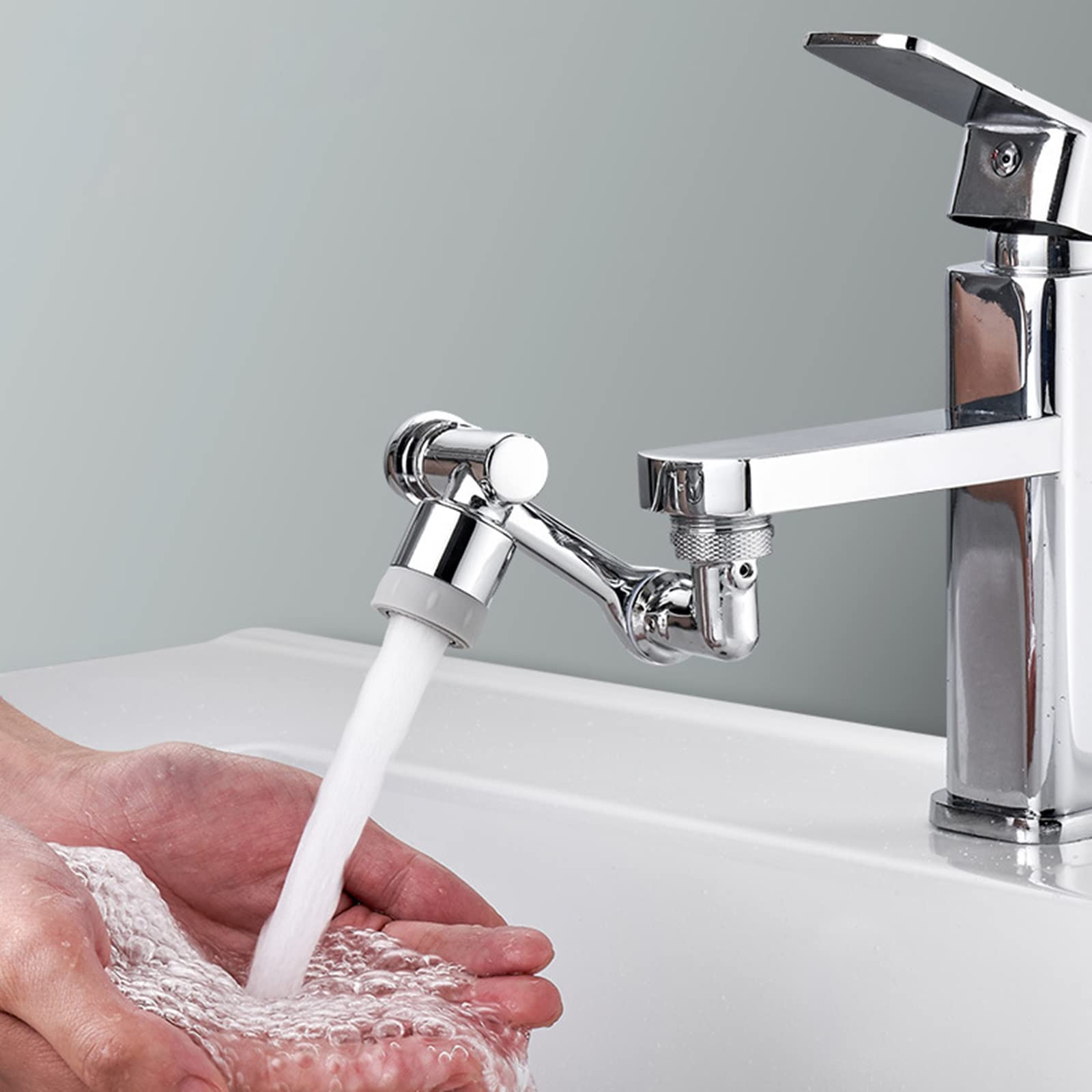 1080° Drehbarer Universeller Wasserhahn-verlängerer, Weitwinkel-rotationsroboterarm, Universeller Wasserhahn Mit Spritzschutzfilter, Wasserhahn Mit 2 Wasserauslassmodi (dual-modus)