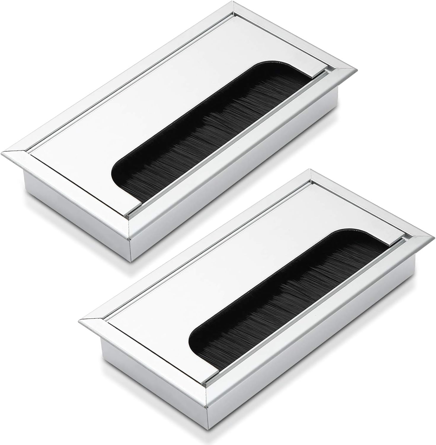 Set Mit 2 Kabeldurchführungen – Aluminium – 160 X 80 Mm – Farbe: Silber