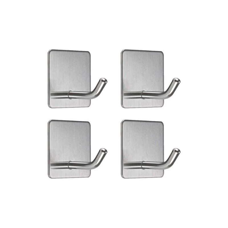 4er-set Selbstklebende Edelstahl-wandhaken Mit Quadratischer Basis, Handtuchhaken Zur Wandmontage Für Bad, Küche, Tür