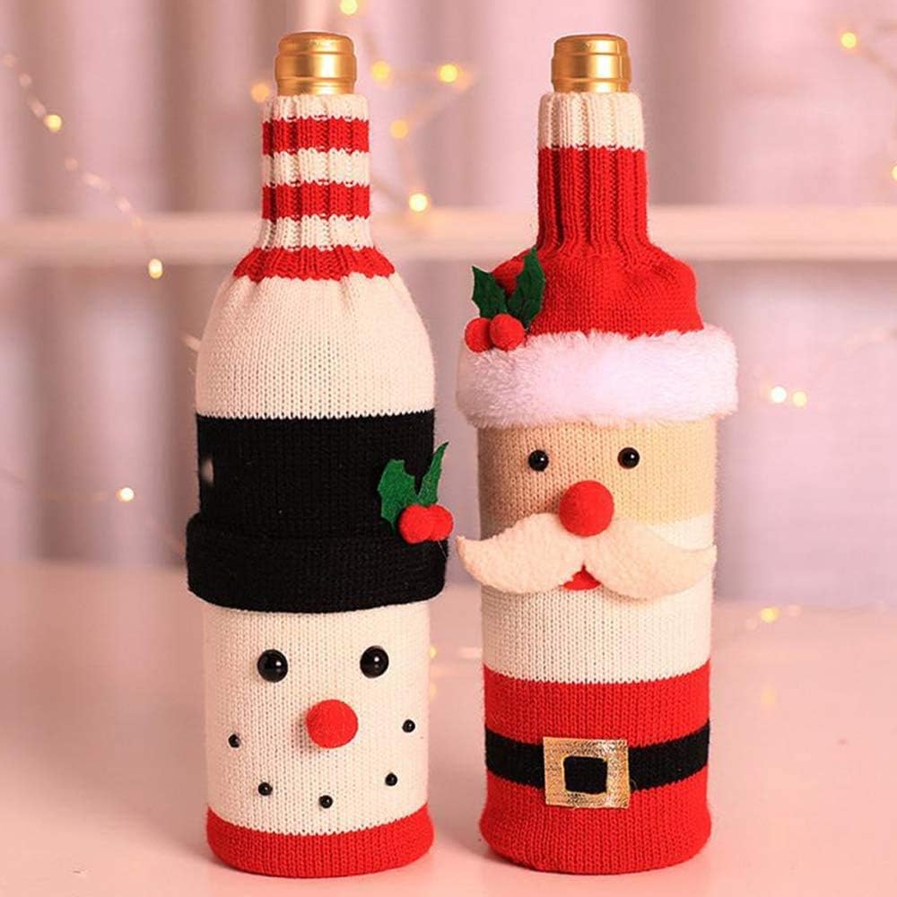2er-set Weihnachtliche Weinflaschenhüllen, Weinflaschen-kleiderset, Für Weihnachtstischdekoration Und Hochzeitsfeier