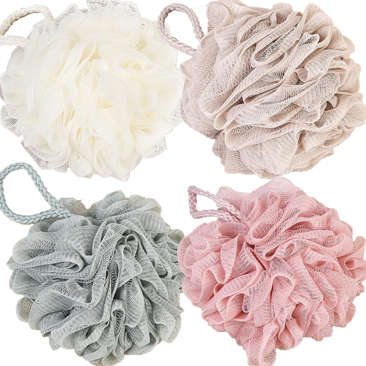 Set Mit 4 Peeling-badeschwämmen Für Den Körper – Peeling-luffaschwämme Für Männer Und Frauen, Netz-luffa Zur Körperreinigung