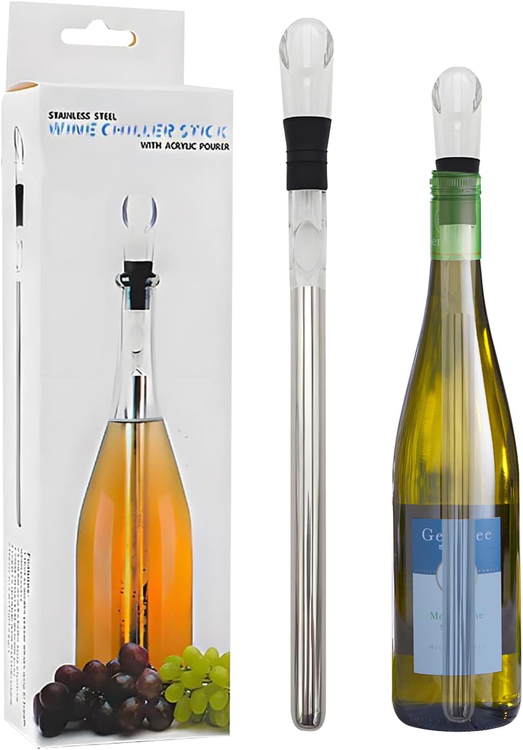 Weinkühlstab Aus Edelstahl – Das Ideale Accessoire Und Geschenk Für Weinliebhaber (damen Und Herren) Weinkühlset Für Weiß- Und Rotwein