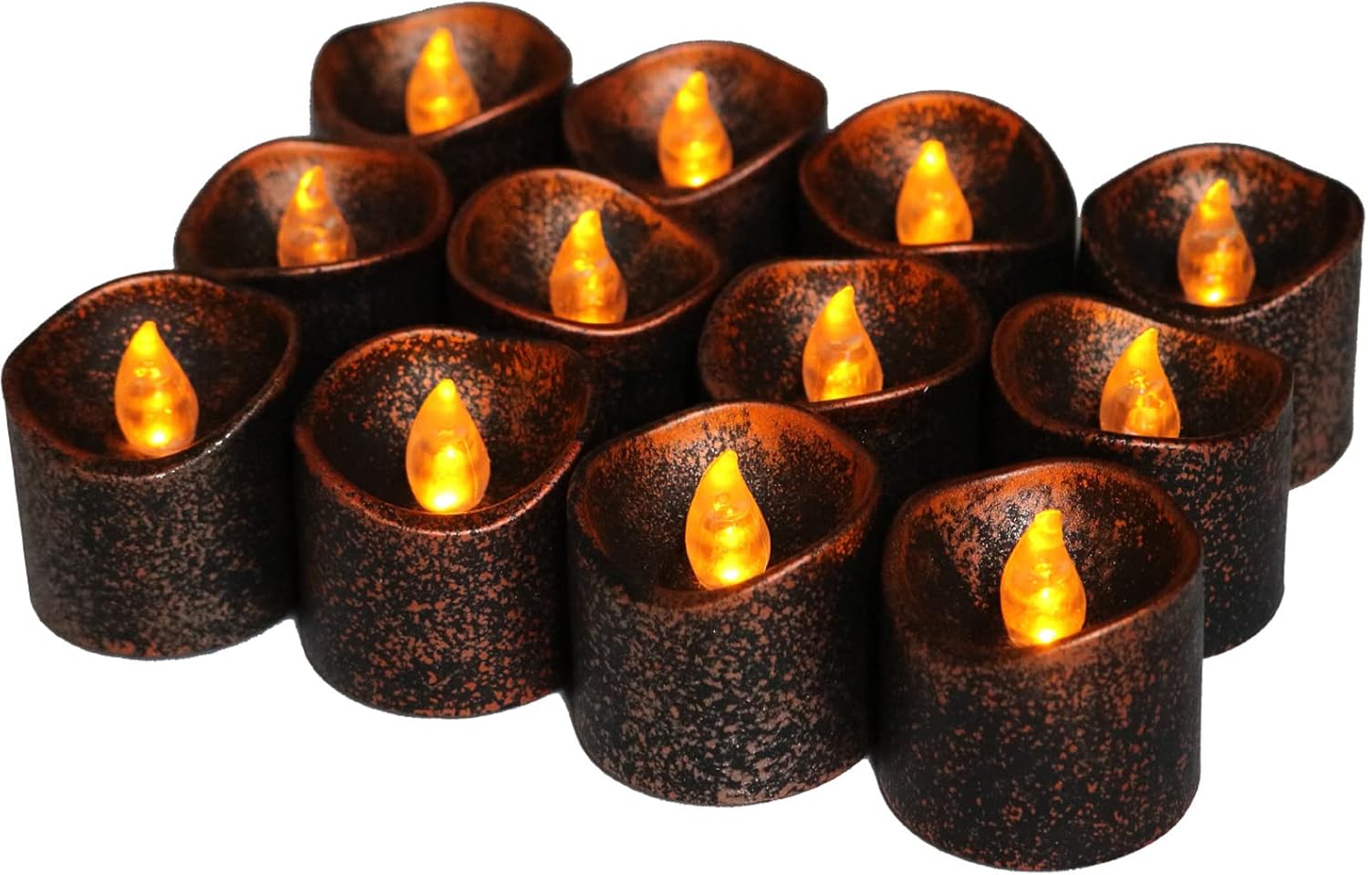 12 Batteriebetriebene, Flammenlose Led-teelichter – Retro-stil Mit Hellgelbem Blinklicht – Ideal Für Halloween, Thanksgiving, Partys Und Als Dekoration