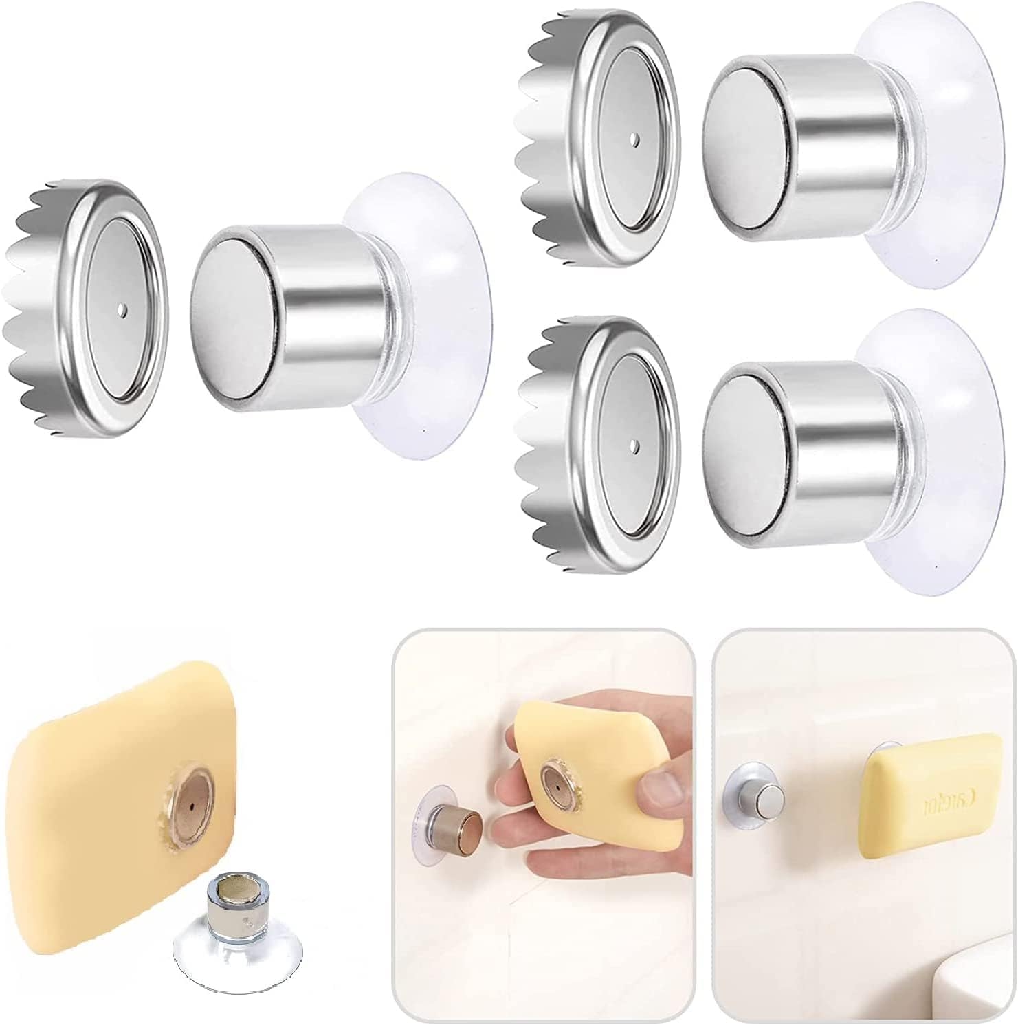 3er-set Magnetische Seifenschalen Mit Saugnäpfen Magnetische Seifenschale Für Die Wandmontage In Der Dusche Wandhalterung Aus Edelstahl, Kein Bohren Erforderlich, Für Bad, Küche, Wc (3-teilig – Zyli