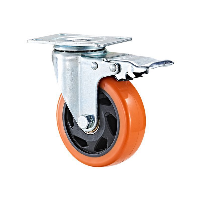 Rollensatz Mit Anschraubplatte, Ø 50, Kunststoff Orange, Stahl Und Kunststoff, 1 Satz