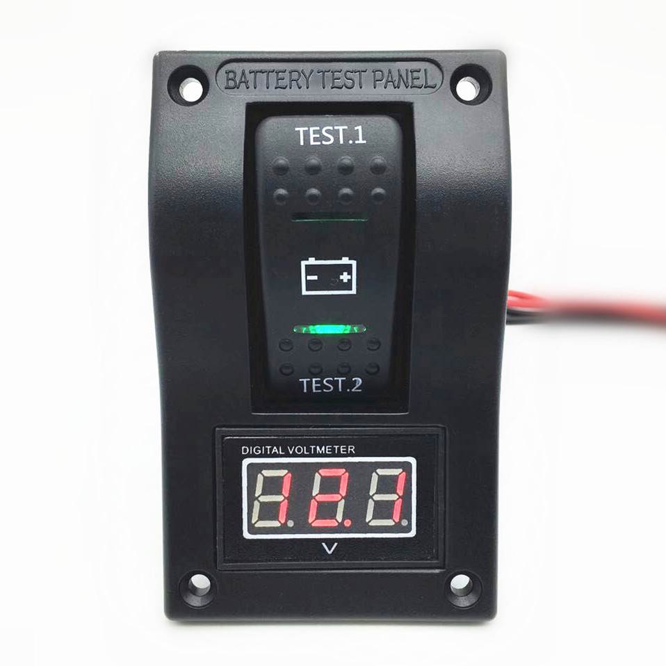 1-bit-ein-aus-ein-schalterfeld, Boots-wippschalter, Yachtbatterieschalter + Digitales Voltmeter