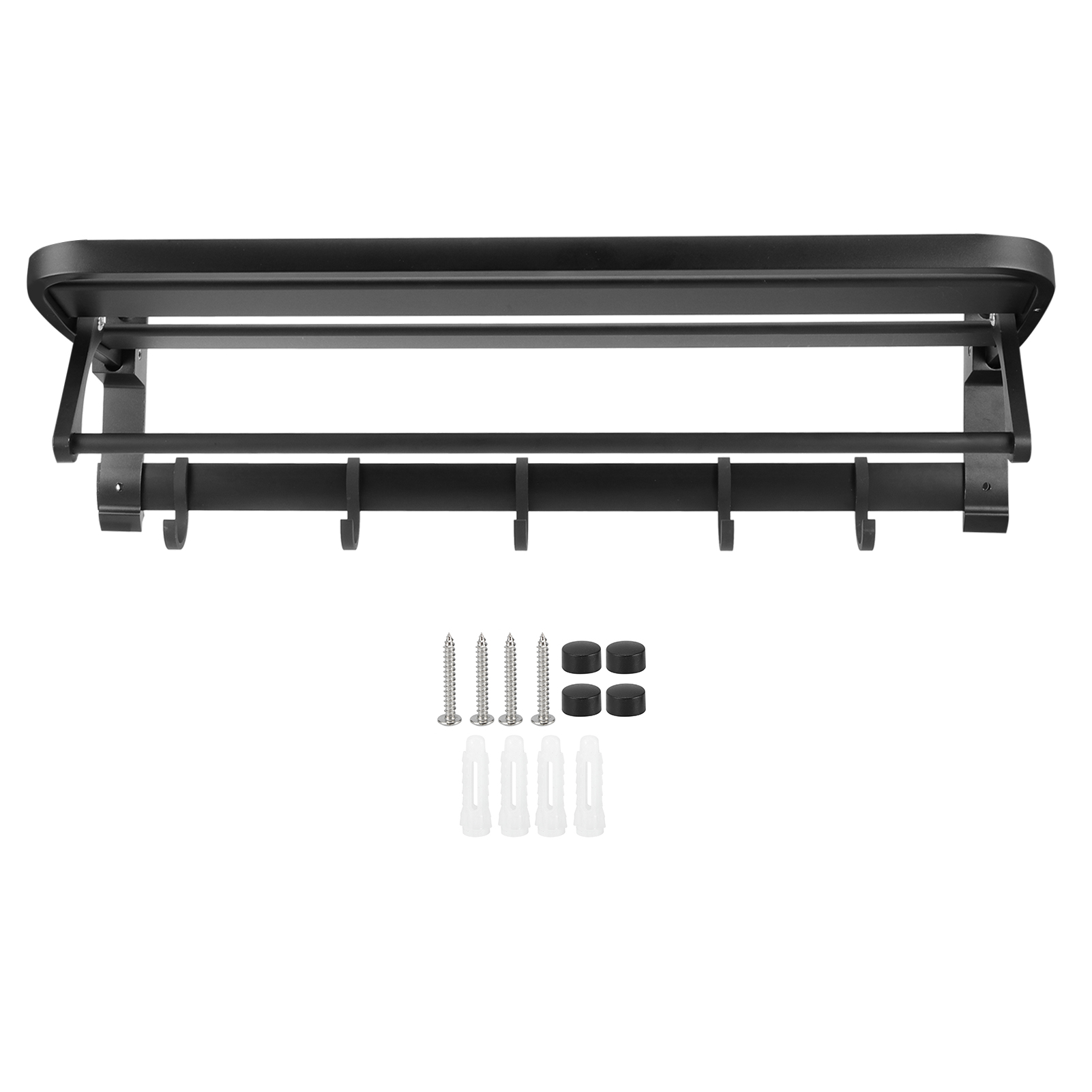 Wandmontierter, Platzsparender Aluminium-handtuchhalter, Zusammenklappbares Aufbewahrungsregal Für Badezimmer, Wc, Schwarz