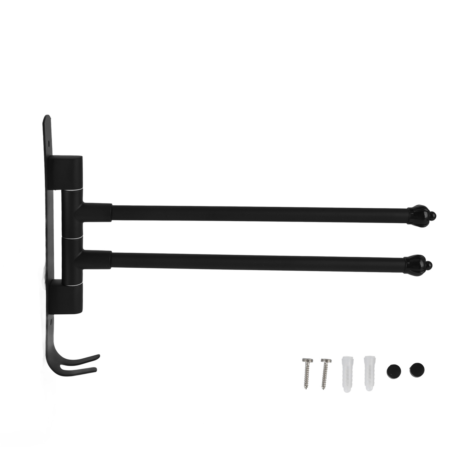 Drehbarer Handtuchhalter Aus Edelstahl, Schwarz, Drehbare, Bewegliche Stange Für Badezimmer, Kleiderschrank, Küche, 2 Arme