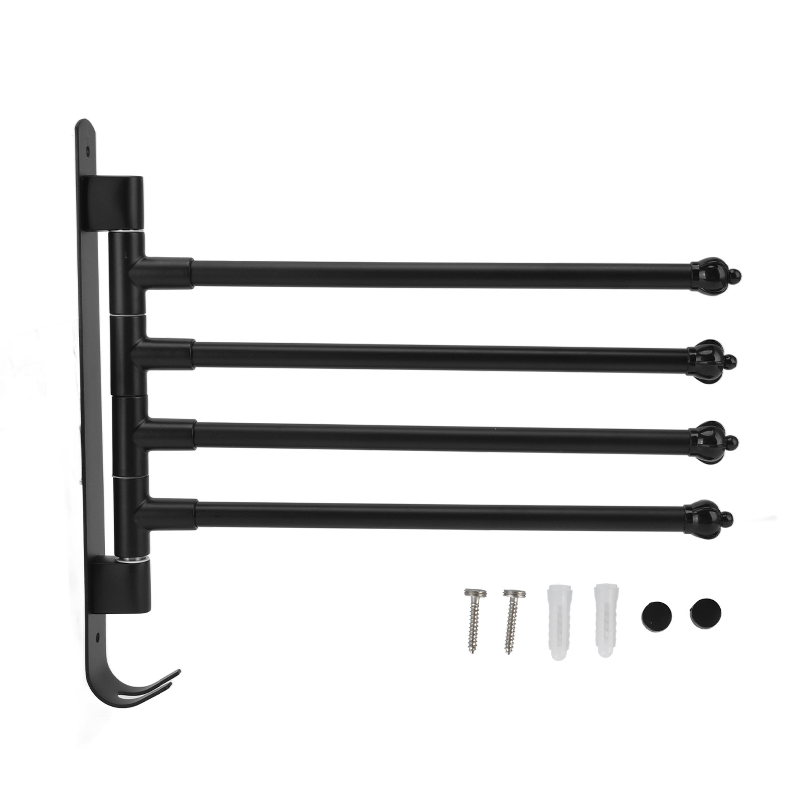 Drehbarer Handtuchhalter Aus Edelstahl, Schwarz, Drehbare, Bewegliche Stange Für Badezimmer, Kleiderschrank, Küche, 4 Arme