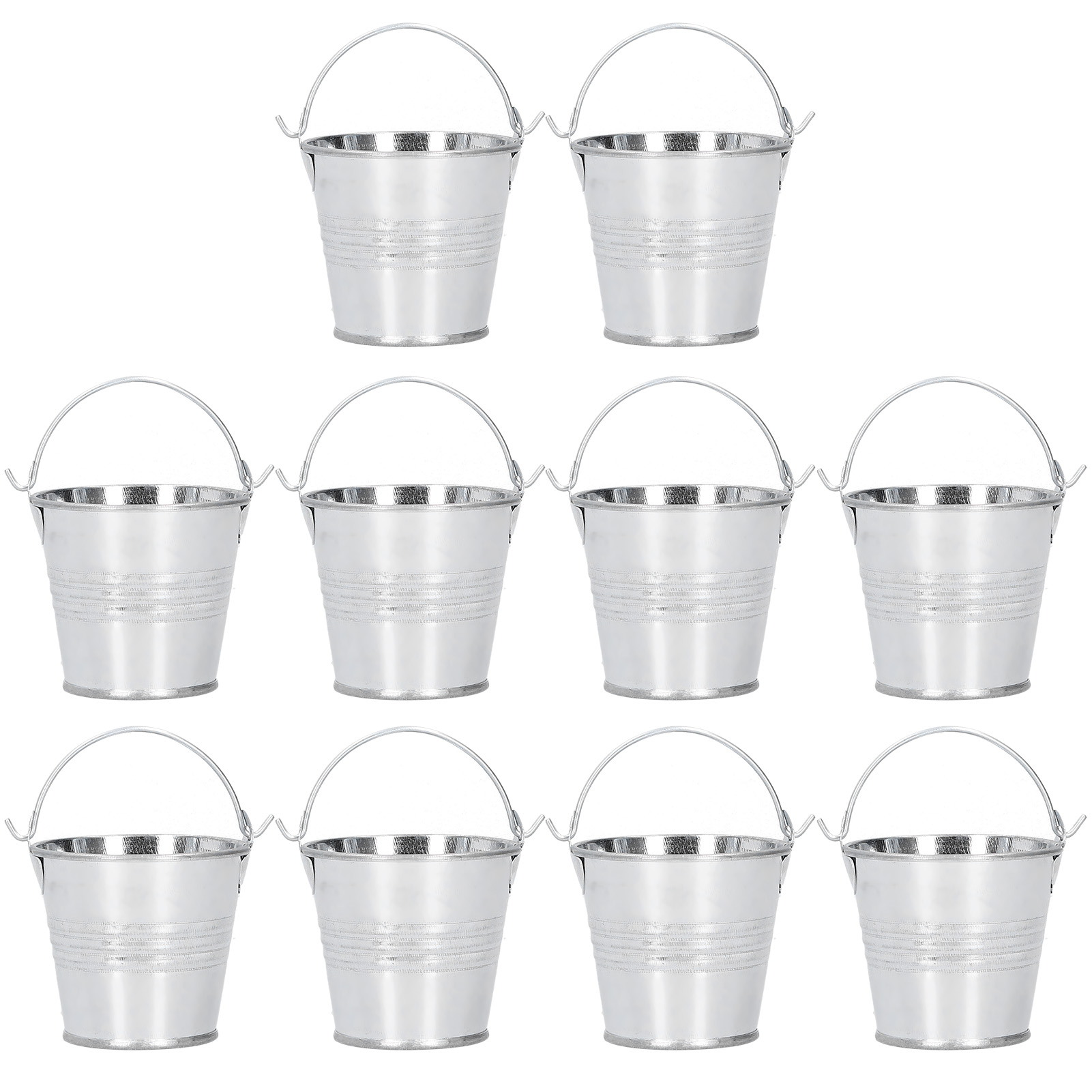 10 Stück Blumentopf, Mini-sukkulentenpflanze, Kleiner Metalleimer Für Innen- Und Außenbereich, Glänzendes Silber, 4 X 5,5 X 6 Cm