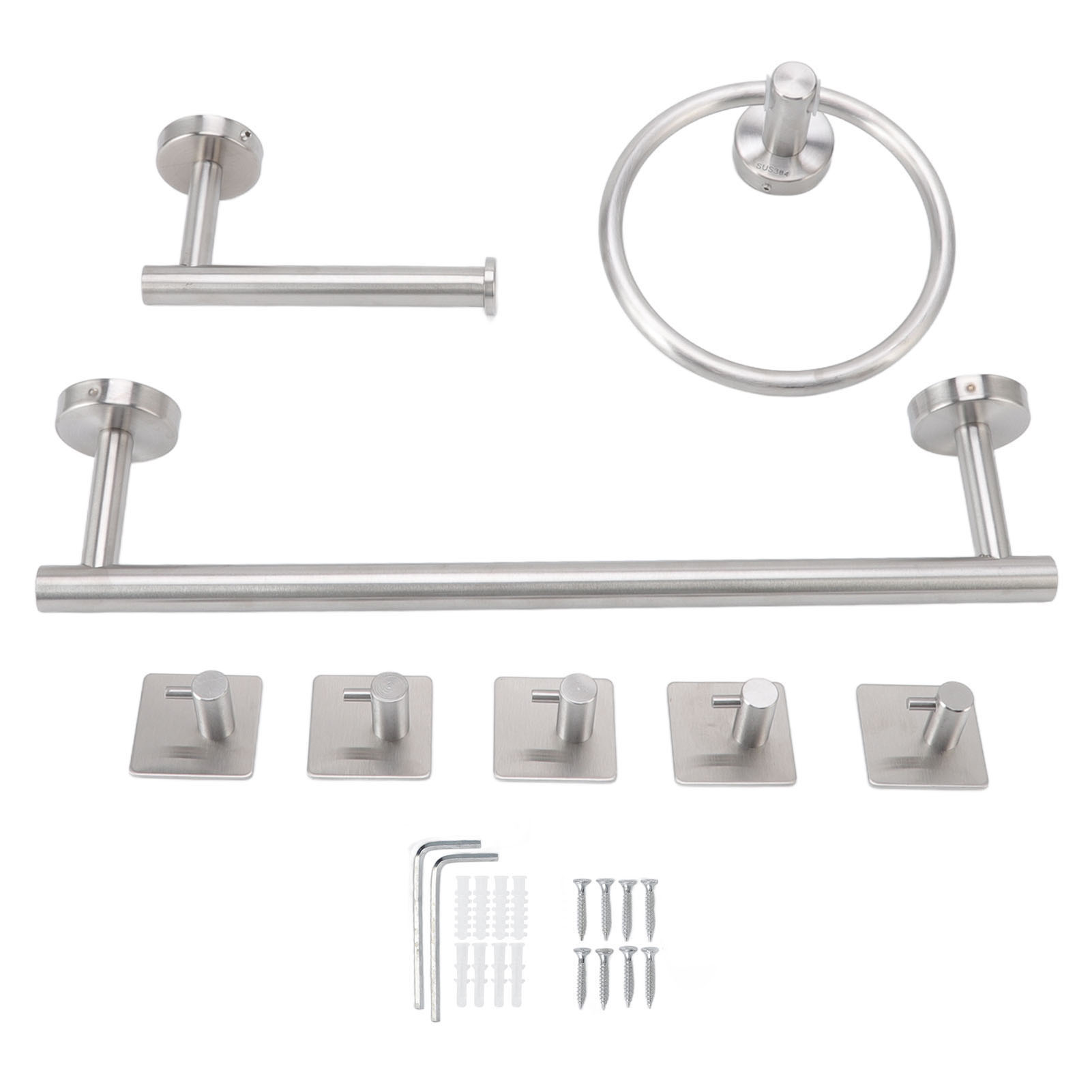 Badezimmer-hardware-set Mit Handtuchringen, Taschentuchhalter, 5 Haken, Zubehör Aus Edelstahl 304