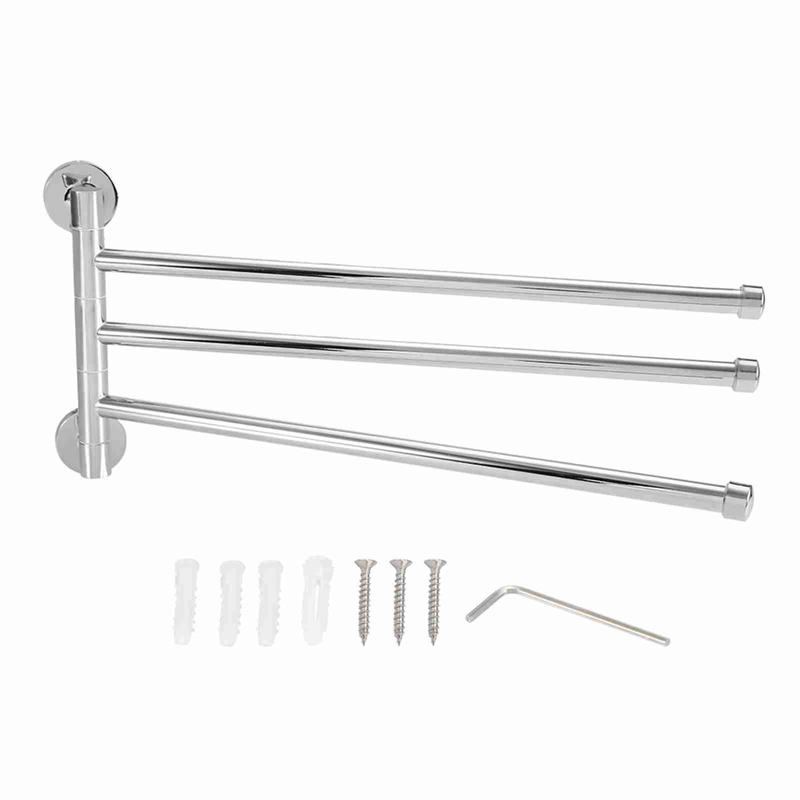 Wandmontierter Handtuchhalter Für Badezimmer, Ausschwenkbares, Drehbares Kleiderbügelregal (3 Arme)