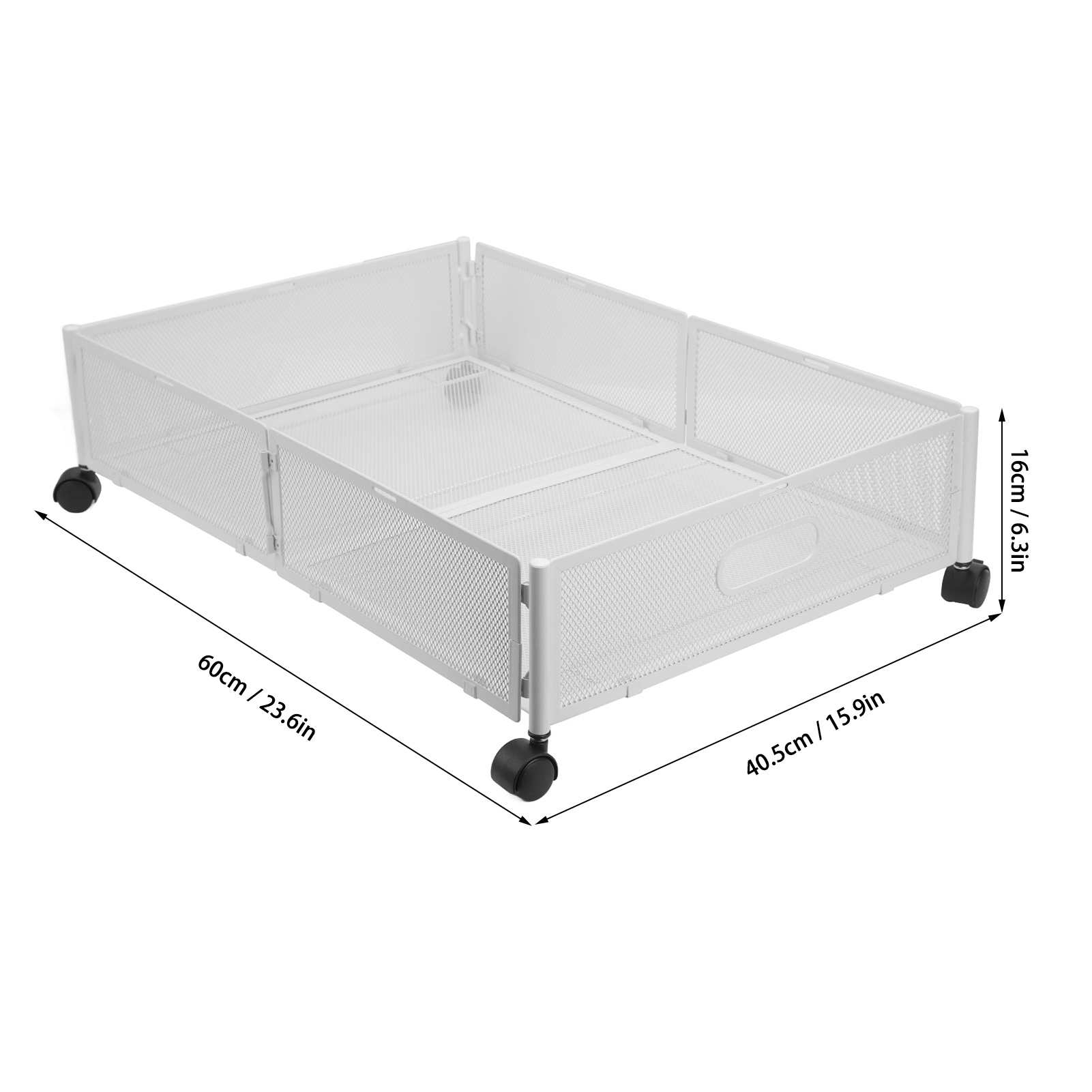 Unterbett-aufbewahrungsbehälter Mit Rädern, Gittermuster, Herausziehbare, Abnehmbare Schuhschublade Aus Metall Für Kleidung, Spielzeug, Weiß