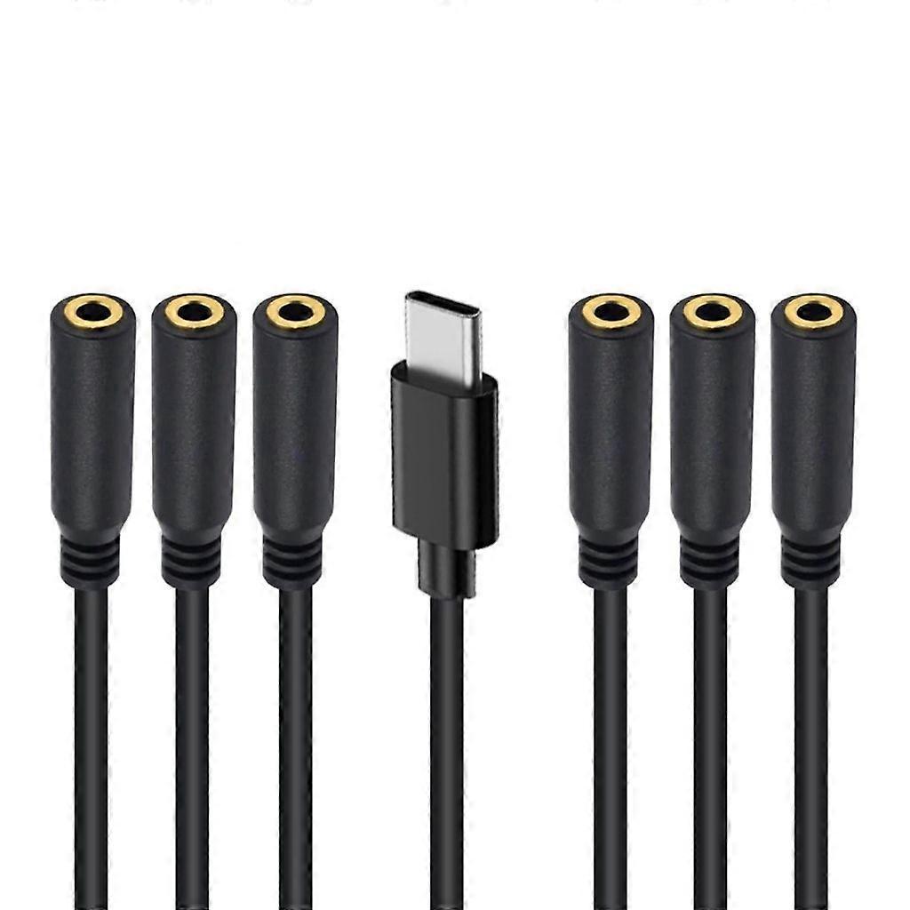 Usb-c-auf-3,5-mm-audio-splitterkabel Mit 6 Anschlüssen Für Kopfhörer Und Lautsprecher