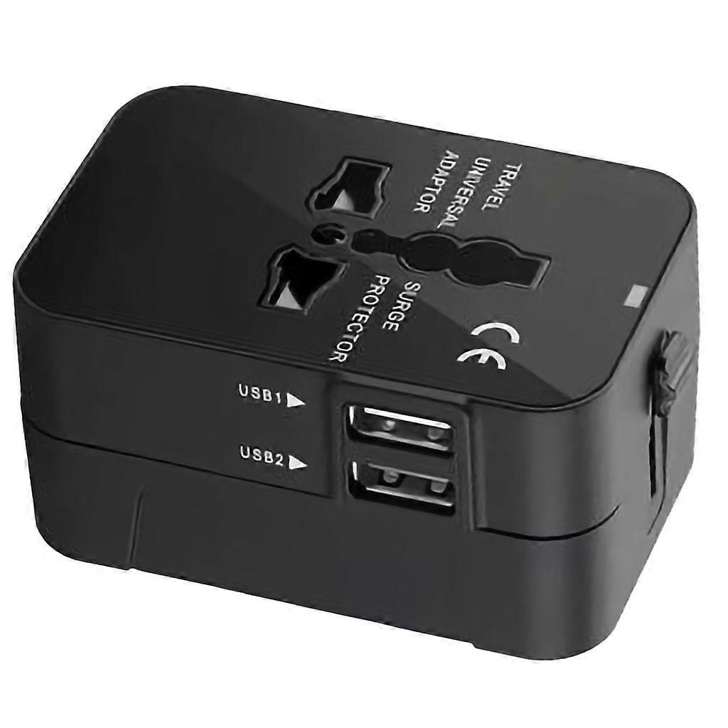 Tragbarer Universal-reiseadapter Mit 2 Usb-anschlüssen Und Schnellladefunktion