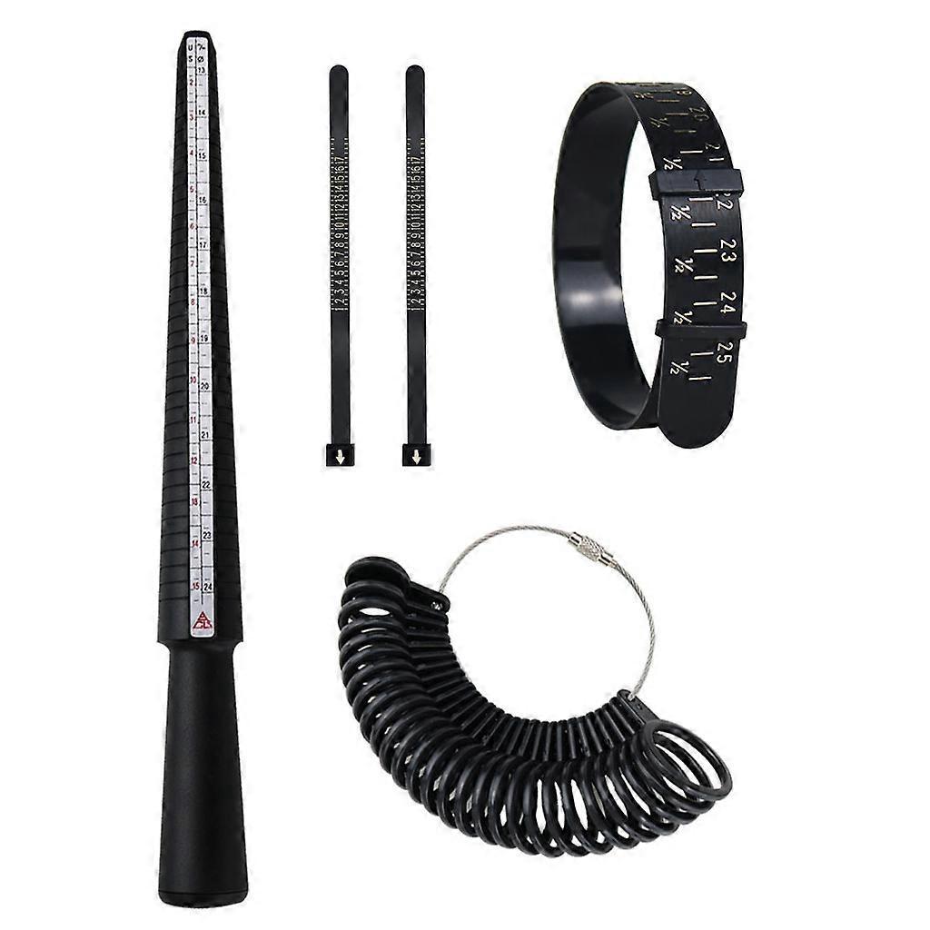 5-teiliges Us-meidu-ringmessset, Schwarzer Meidu-ring, Meidu-lineal, Pu-ring