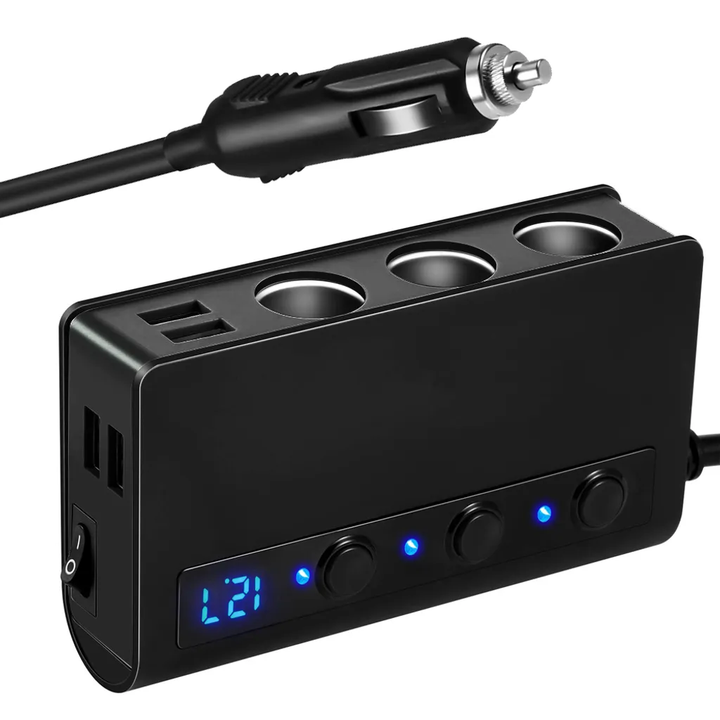 Fach Zigarettenanzünder Verteiler Mit 4 Usb Anschlüsse Adapter 12/24v Dc Auto Ladegerät Für Iphone Smartphone Ipad Tablet Gps Usw.-schwarz