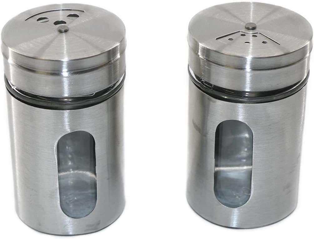 2-teiliges, Extra Großes Gewürzflaschenset Aus Glas Und Edelstahl Für Salz Und Pfeffer