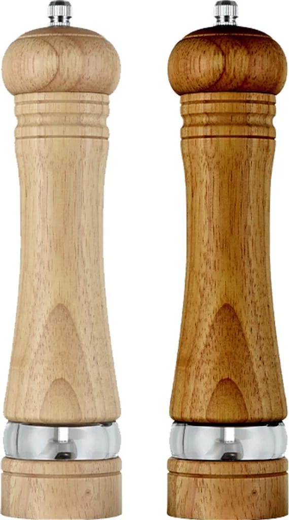 Salz- Und Pfeffermühlen-sets Aus Holz, Klassische Manuelle Salzmühle, Nachfüllbare Pfeffermühlen-sets(8-zoll-primärfarbe + Alte Farbbox)
