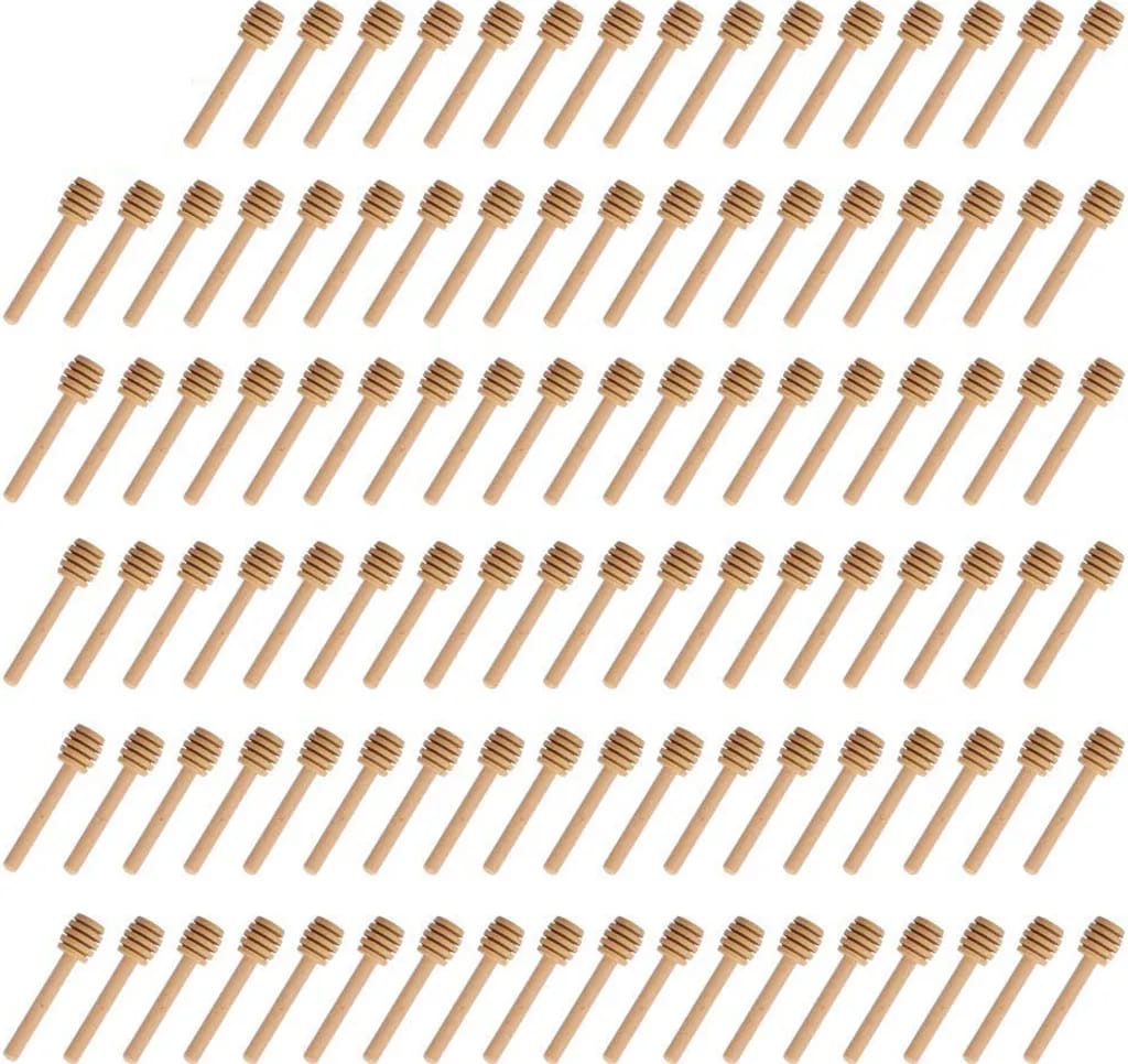 100stück Honig Dipper Mini 3 Zoll Honiglöffel Holz Honig Löffel Haushalt Holz Tragbare Mini Marmelade Honig Dipper Jar Dispensing Sammeln Rührstab Stick Sicher Und Gesund