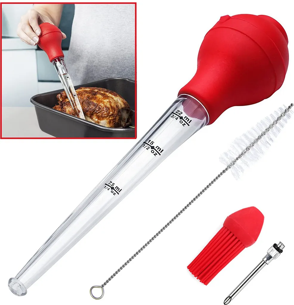 Bratensaftspritze, Bratenspritzen Mit Backpinsel Fleisch Marinadespritze Reinigungsbürste