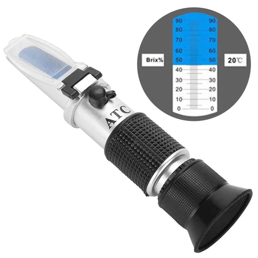 Refraktometer 0-90% Brix Handrefraktometer Zur Bestimmung Des Zuckergehalts Von Honig Pflanzenöl Sirup Melasse Mit Atc