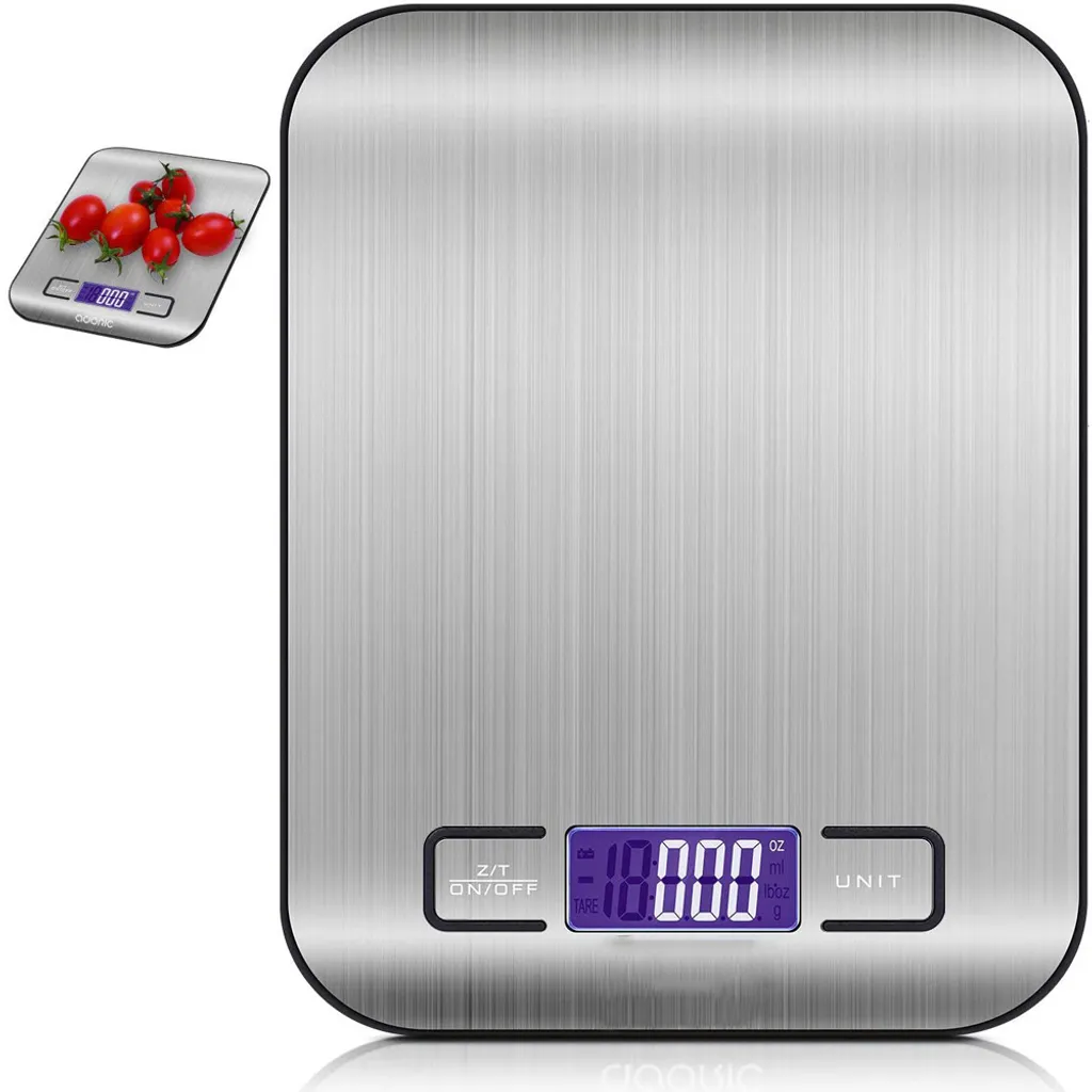 Food Scale Multifunction Precision Kitchen Scale Weight Grams And Oz, 7 Unit Auto-off Hd Lcd Display Stainless Steel Surface