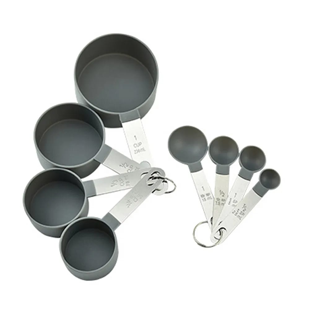 Messbecher Und Löffel-set, 8-teiliger Stapelbarer Edelstahlgriff, Genauer Esslöffel Zum Messen Trockener Und Flüssiger Zutaten, Kleiner Teelöffel Mit Kunststoffkopf