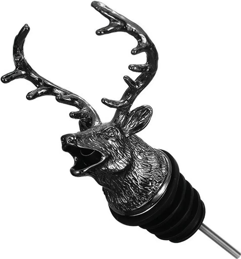 Belüfterausgießer Flaschenausgießer Für Alkohol Edelstahl Hirschkopf Weinausgießer Hirsche(gunblacksizeddeerheadwinemouth)