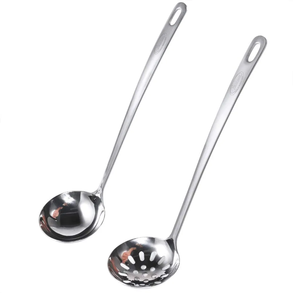 Stück Löffelskimmer Und Schöpfkelle, 304 Edelstahl Suppenkelle Hakenkelle, Verdickung [nicht Verbiegend] Langer Griff Zum Servieren Und Schöpfen Von Saucen, Soße, 28 Cm (l) X 7,3 Cm (d)