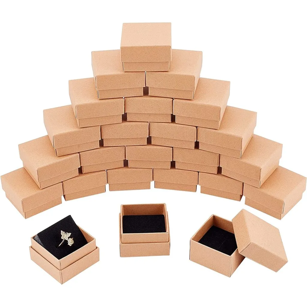 Ringschatulle, Schmuck Geschenkschatulle, Quadratische Schmuckschatulle Aus Karton, Verpackungsschachtel Mit Kleinen Ohrringen Aus Schaumstoff, Valentinstag, Hochzeit, Geburtstag, Weihnachtsgeschäft