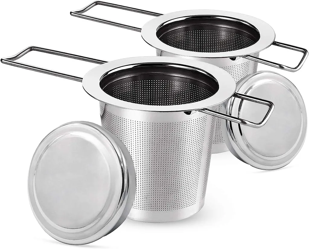 Stück Teesieb Teefilter Und Deckel/abtropfschale, 304 Edelstahl Tee-sieb Für Losen Tee, Faltbare Griffgestaltung Passend Für Die Meisten Tee-tassen Und Tee-schalen