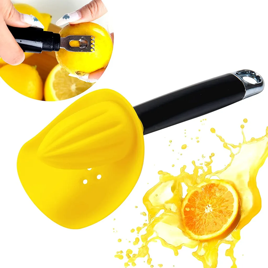 3-in-1-zitrus-zitronen-orangen-entsafter-reibe, Manuelle Limettenpresse Mit Samenfänger, Edelstahl-käsereibe Für Die Küche (gelb)