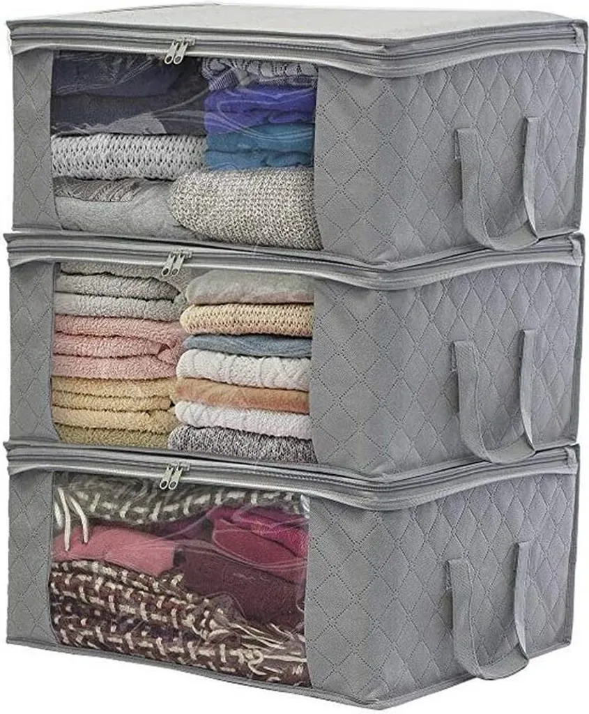 Stück 90l Aufbewahrungstasche Organizer Mit Großer Kapazität Und Verstärktem Griff, Dickem Stoff, Großes, Klares Fenster Für Bettdecken, Decken, Bettwäsche, Plüschtiere,steppdecken