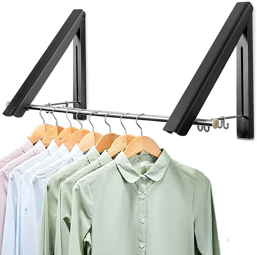 Klappbar Wand Kleiderständer 2 Stück Kleiderhaken Garderobenhaken Kleiderlüfter Wandgarderobe Für Wohnzimmer Bad Schlafzimmer Büro(schwarz)