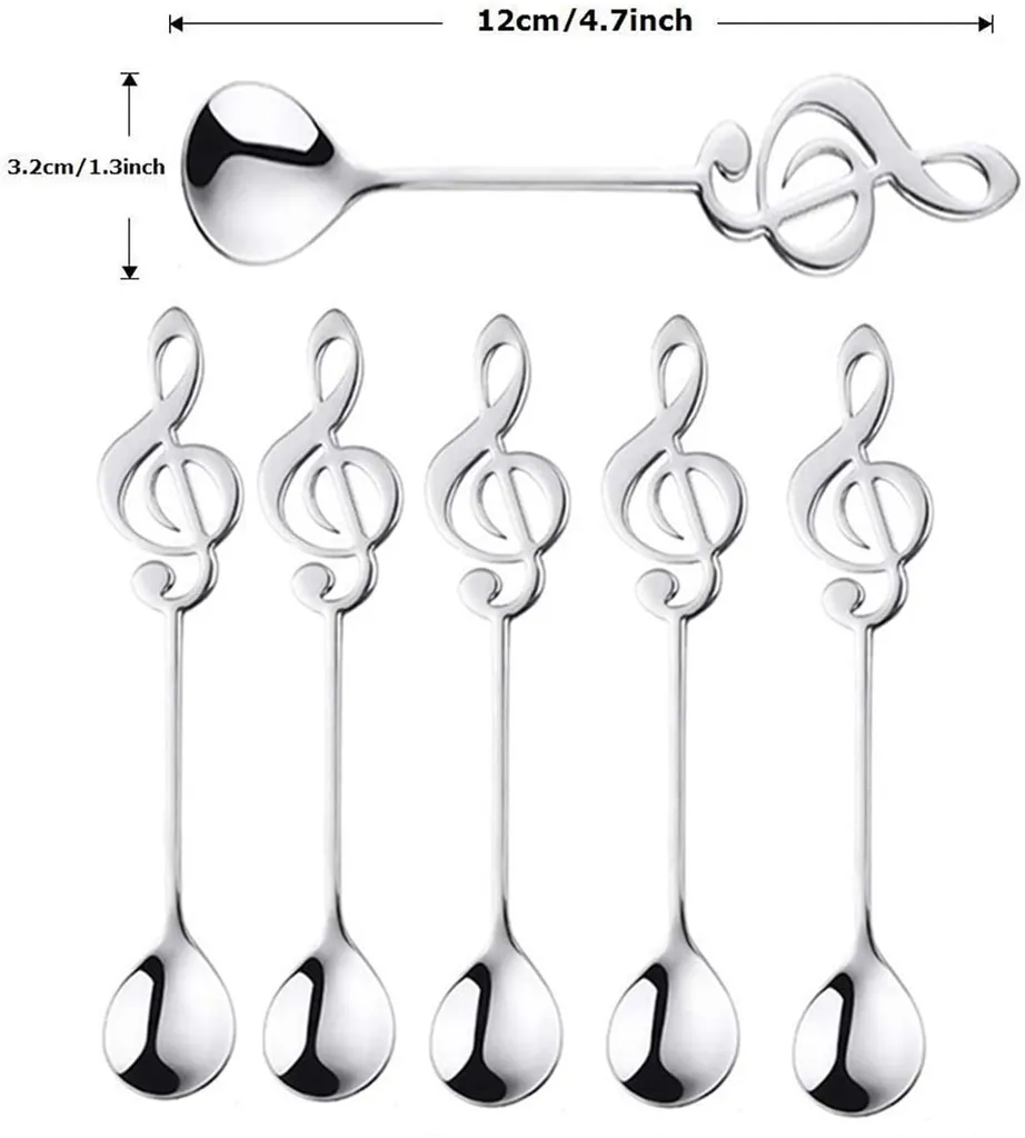 Musiknote Löffel,edelstahl-kaffeelöffel,kaffee Löffel,suppenlöffel,rührlöffel,dessert Löffel,eis Löffel,bunter Dessertlöffel,kleine Zuhause Löffel,für Kuchen Kaffee Dessert Eis