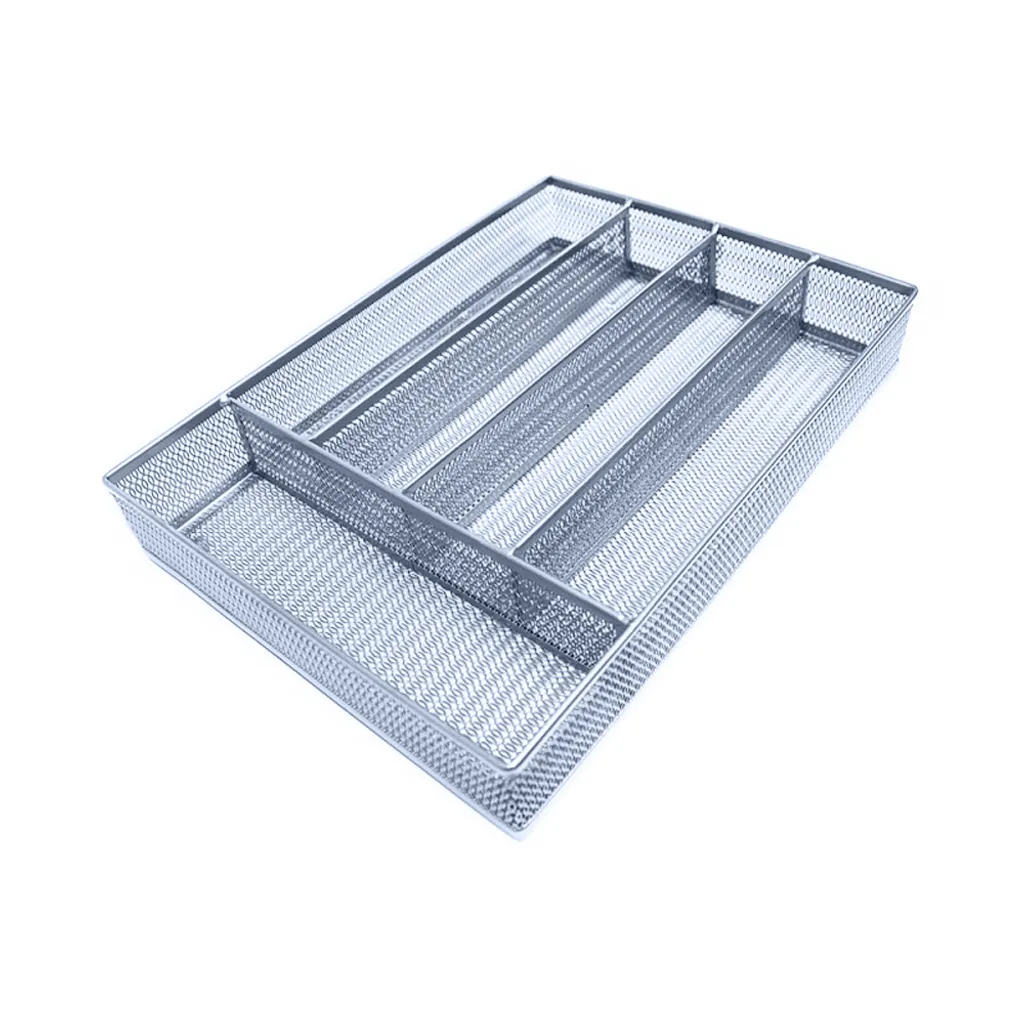 Besteckkasten Aus Metallgitter, Offenes Tablett, Line-design, Größe: 32 X 23,5 X 5 Cm