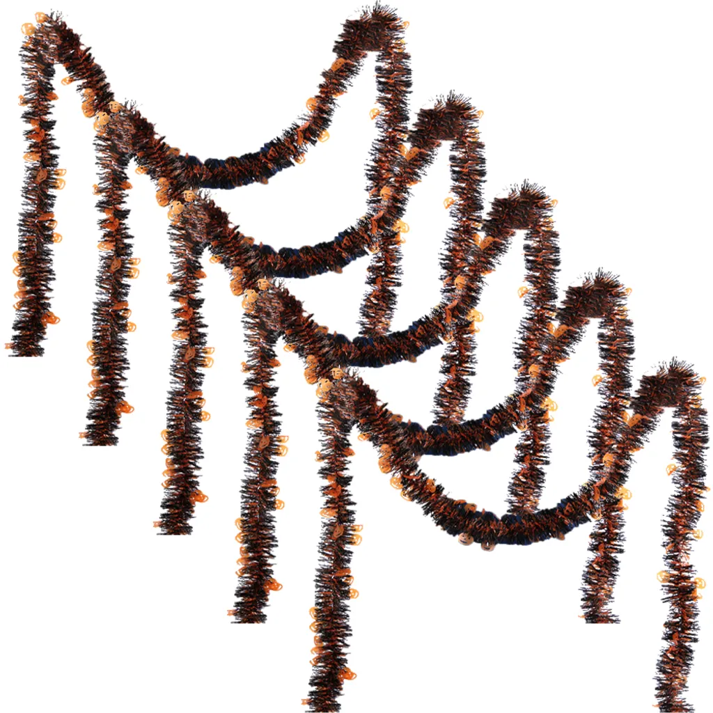 5er Pack Halloween Glitter Metallic Lametta Girlande Metallic Lametta 2.8m /2 M Orange Lila Silber Glänzend Hängende Dekoration Dekorationen Indoor Und Outdoor Partyzubehör, Lila Fledermaus